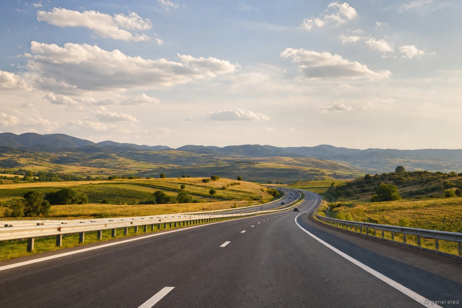 Autobahn durch eine Landschaft in Rumänien