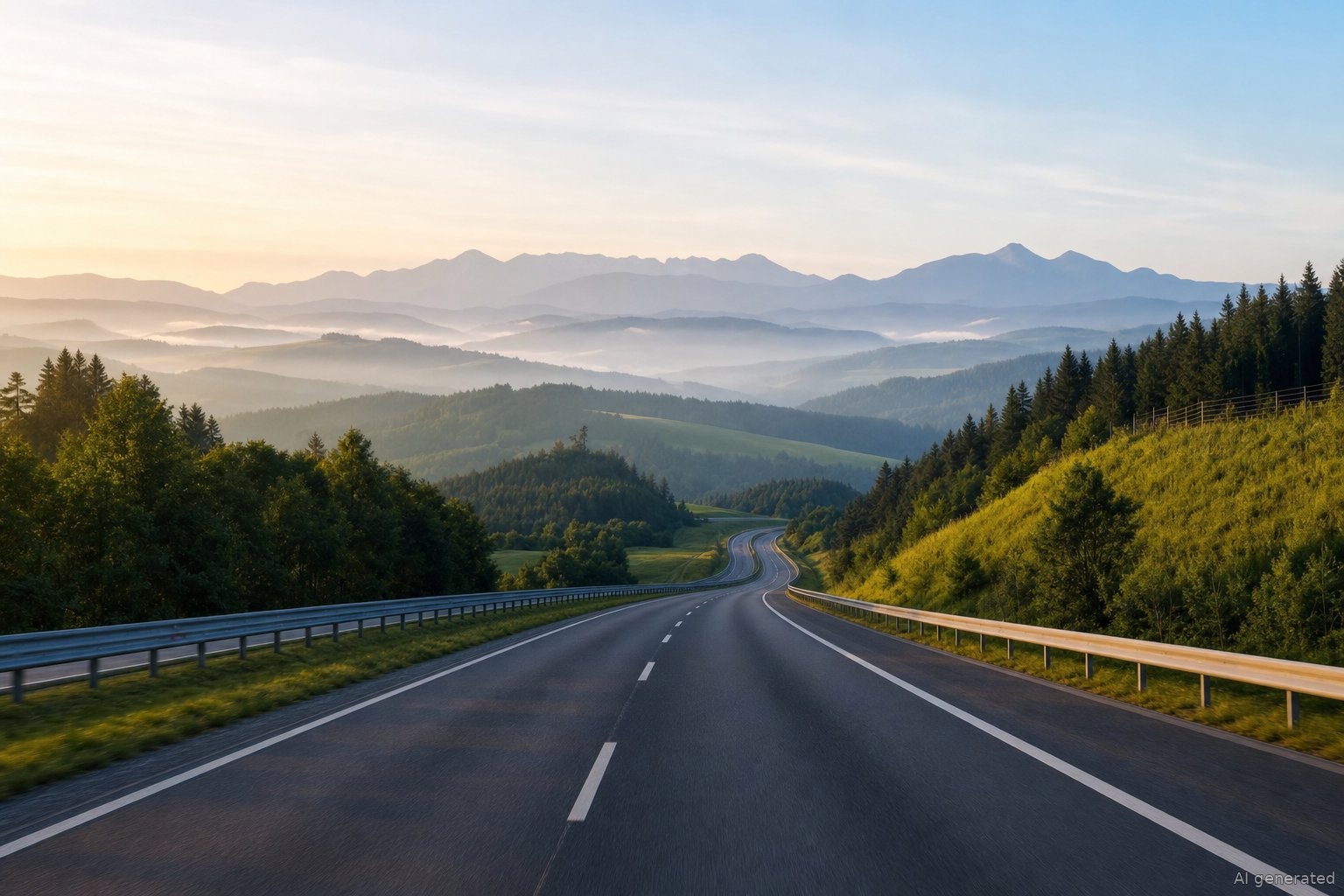 Motorvej gennem et landskab i Slovakiet